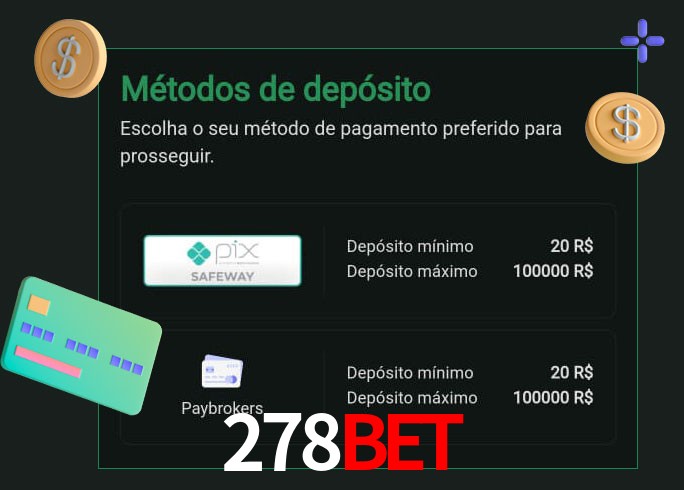 O cassino 278bet oferece uma grande variedade de métodos de pagamento